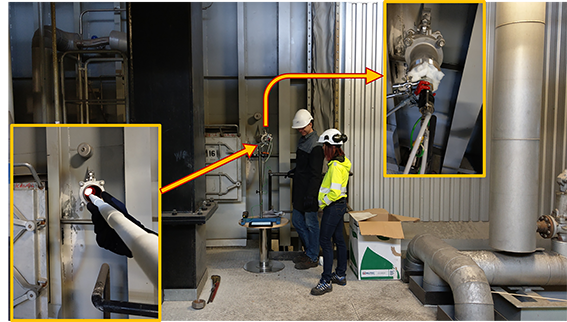 Test der Messlanze mit den Sensoren im Müllkraftwerk beim Projektpartner MälarEnergi in Västerås / Schweden