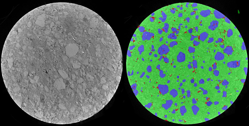 Phase segmentation based on CT images of refractory materials