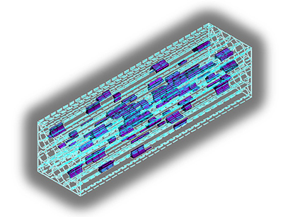 3D microstructure model of a SiC fibre bundle with porosity