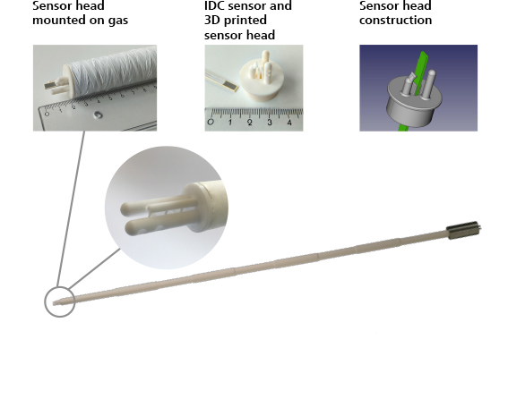 2 m long measuring lance made of O-CMC for measuring high temperatures, gas volume flows and gas compositions