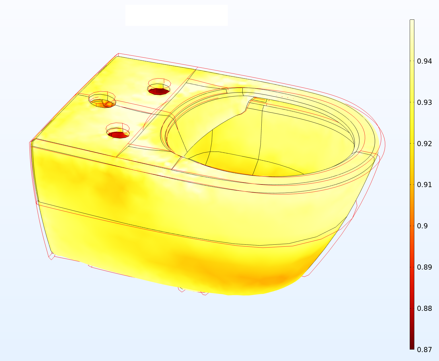 Simulated density distribution (color scale) of an unfinished sintered WC